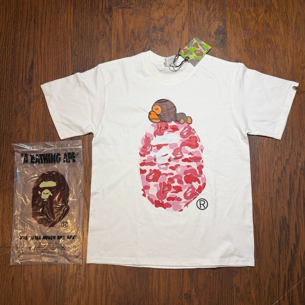 White Bape Tee with Red Camo